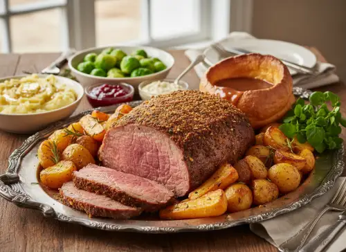 Click Here To Enlarge This Photo Of Perfect Roast Beef Joint With All The Trimmings
